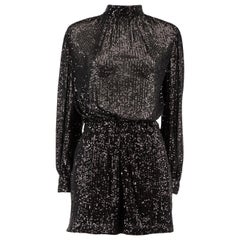 Maje Black Sequinned Backless Playsuit Size S