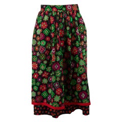 Saint Laurent Abstract Floral Wool Midi Skirt Size M