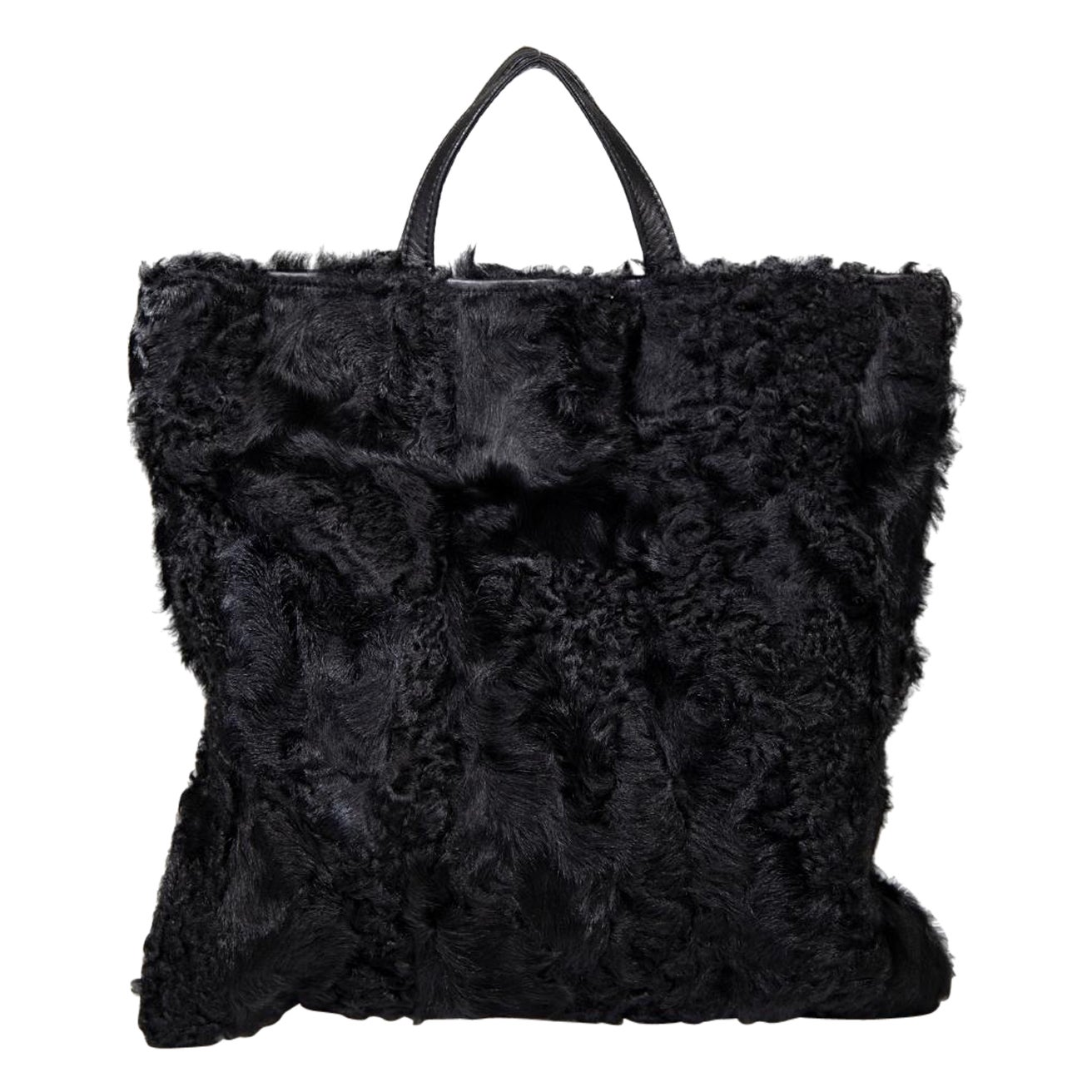 Loewe Black Fur Panel Tote Bag For Sale