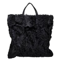 Loewe Black Fur Panel Tote Bag