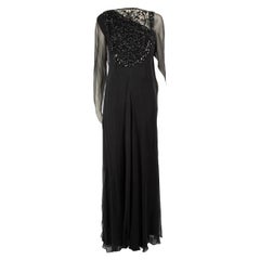 Used Elie Saab Black Sequinned Maxi Dress Size XL