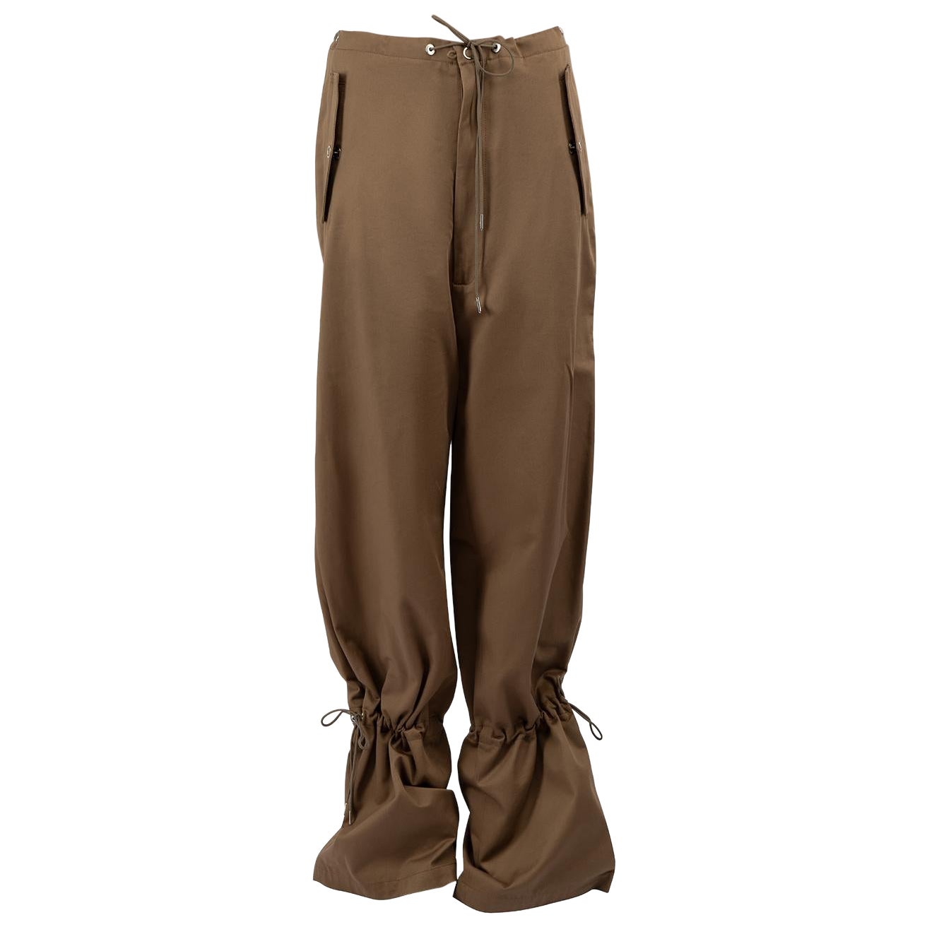 Dion Lee Brown Drawstring Detail Trousers Size XS For Sale