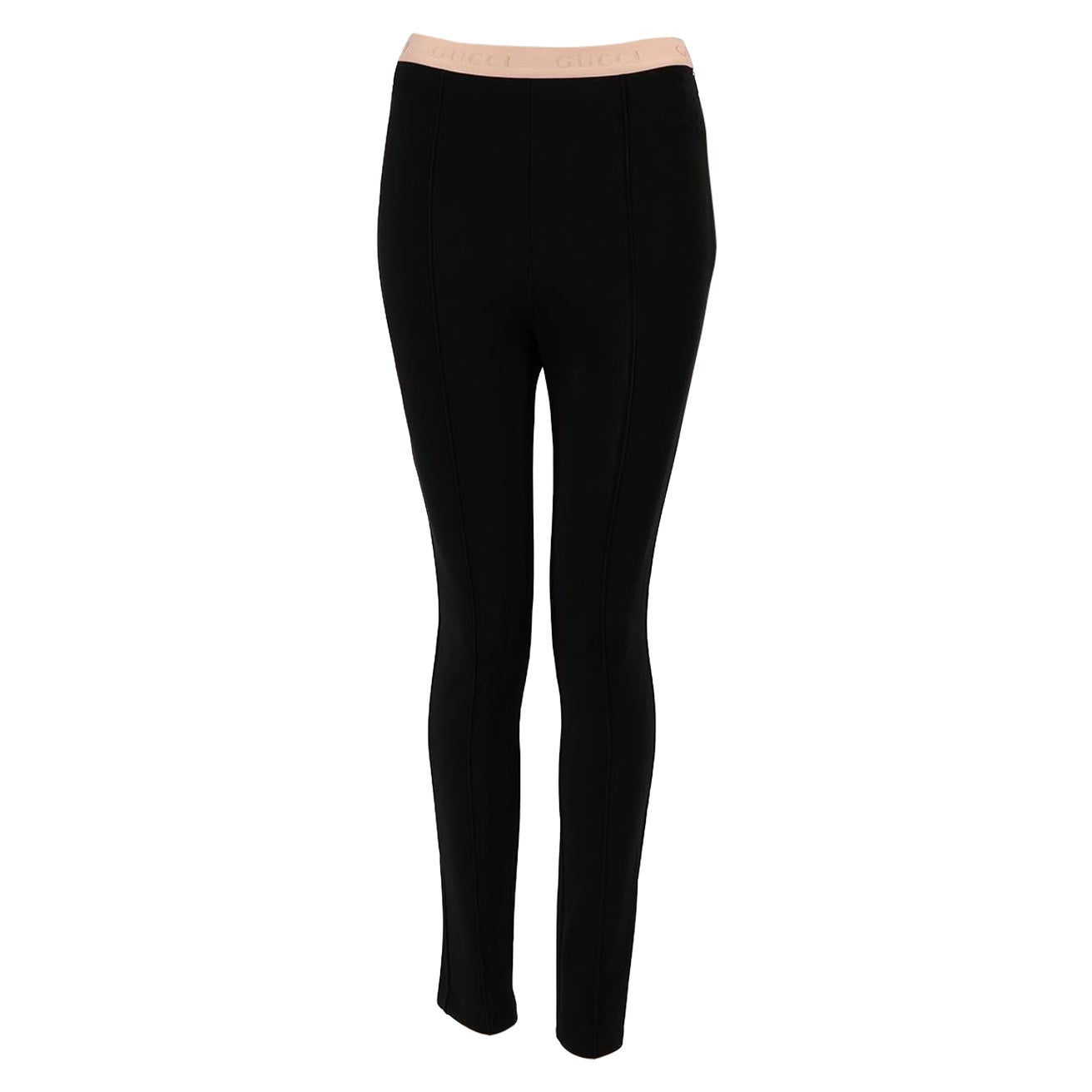 Pantalon skinny avec logo à la taille, noir, Gucci Taille XS en vente