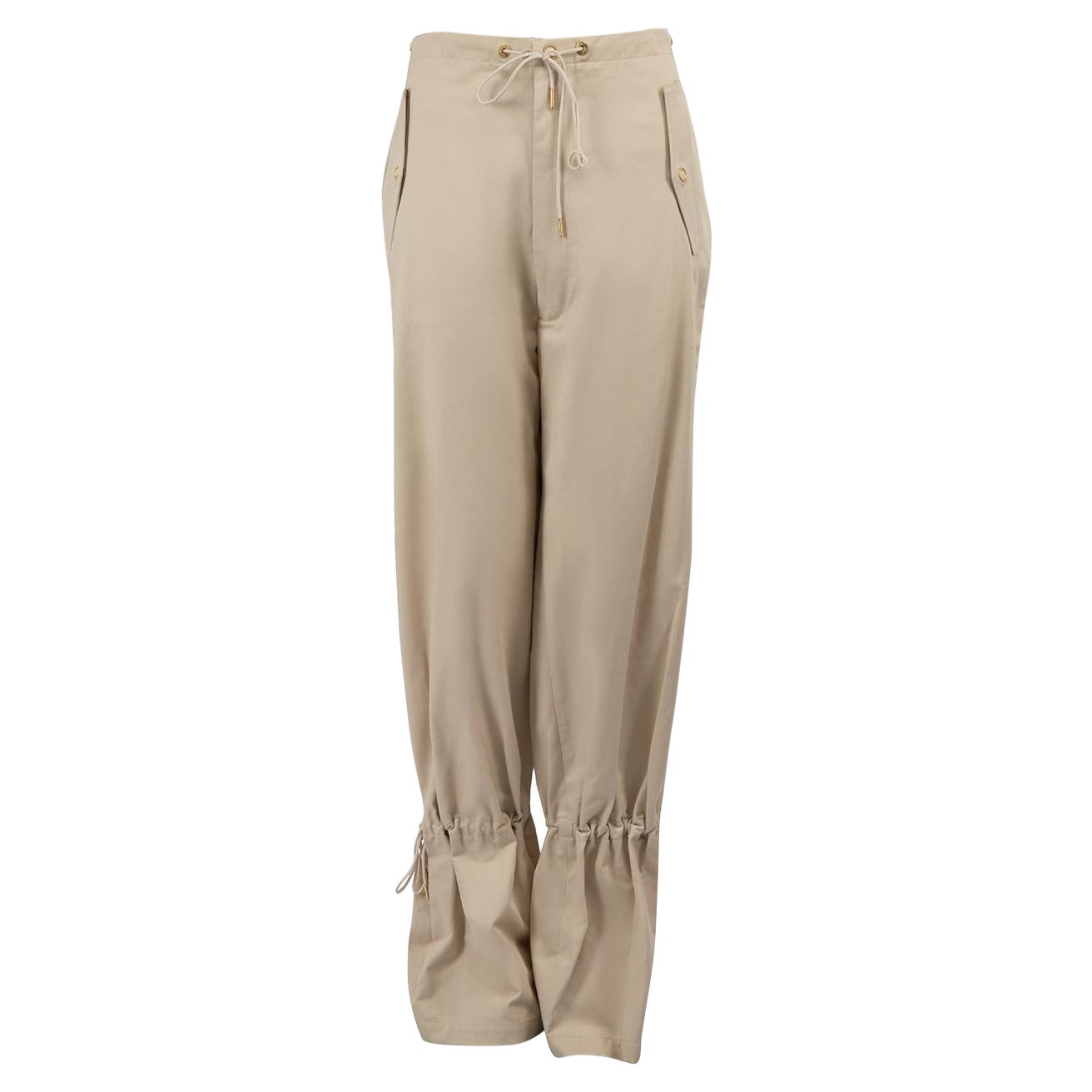 Dion Lee Beige Drawstring Detail Trousers Size XS For Sale