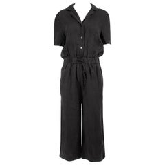 James Perse Black Linen Buttoned Up Jumpsuit Size XS