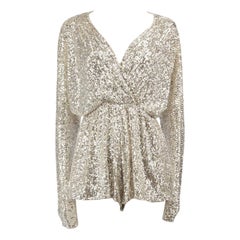 Maje Silver Sequinned Playsuit Size XS