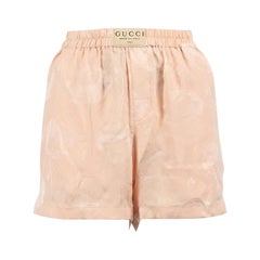 Used Gucci Pink Silk Floral Jacquard Shorts Size XXS