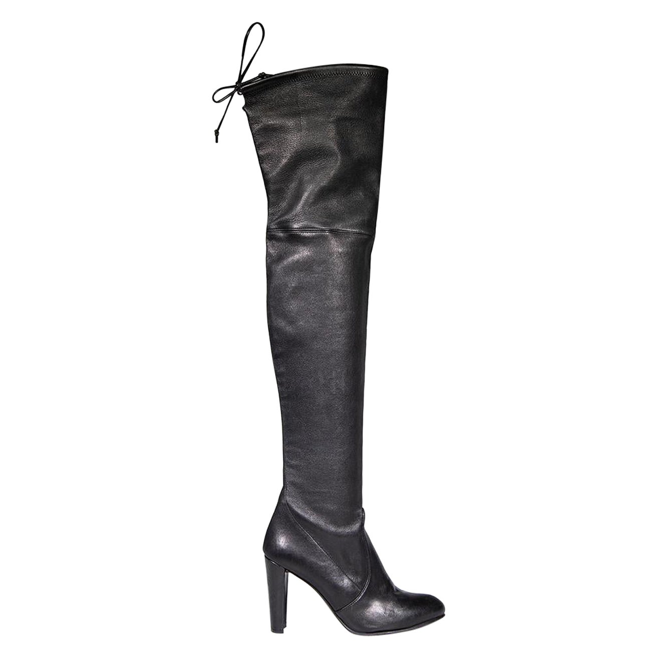 Stuart Weitzman Black Leather Highland Thigh High Boots Size IT 39 For Sale