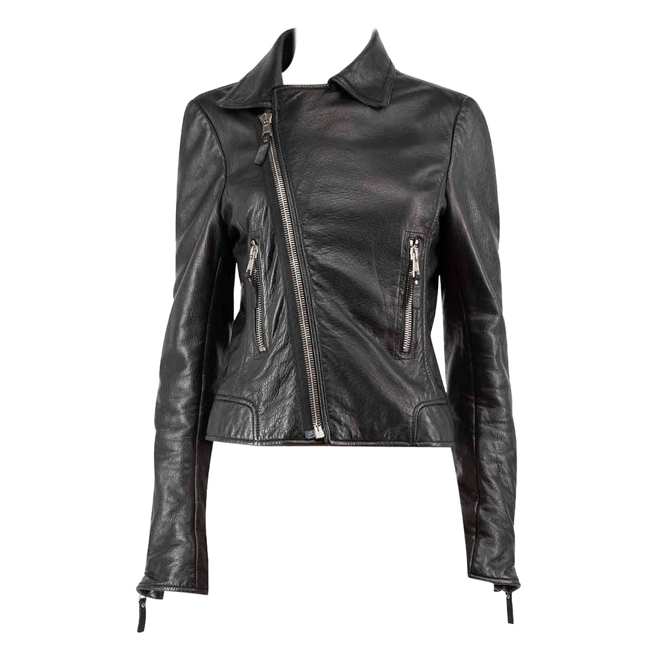 Balenciaga Veste en cuir noir Taille XXL en vente