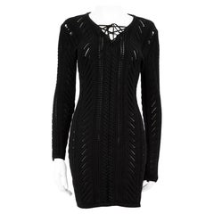 Dsquared2 Black Lace-Up Front Knit Mini Dress Size M