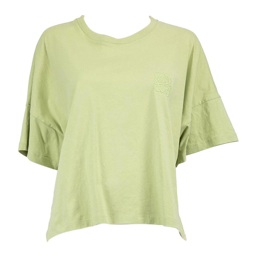 Loewe Green Anagram Embroidered Boxy T-Shirt Size XS For Sale