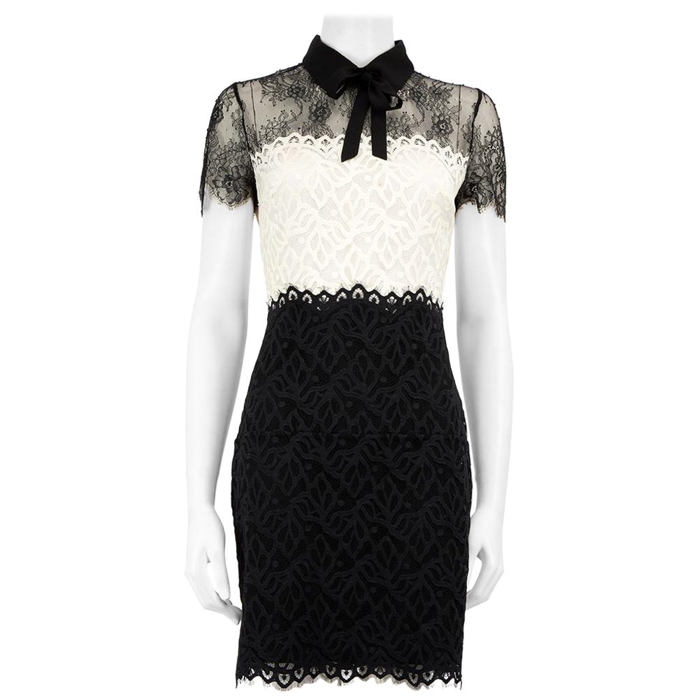 Sandro Black Lace Short Sleeve Mini Dress Size M For Sale