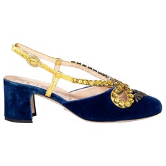 Gucci Blue Velvet Crystal Embellished Heels Size IT 38