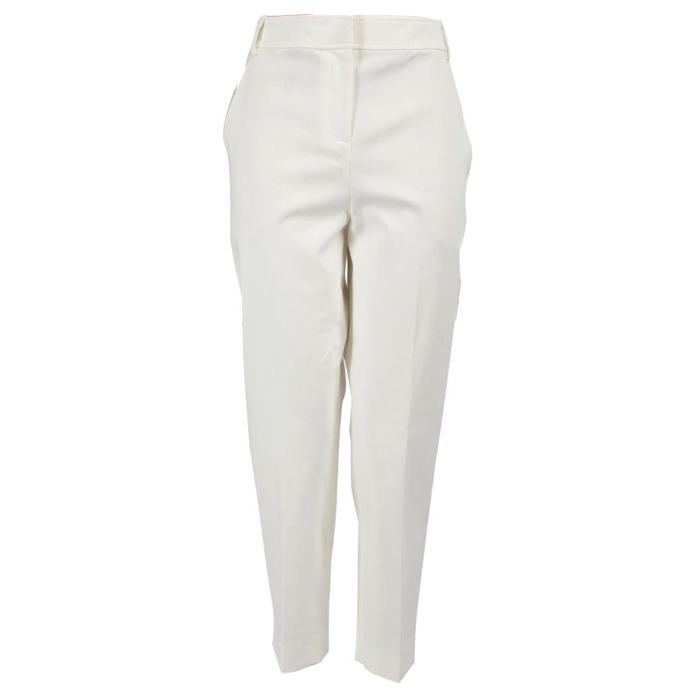 St. John White Tailored Slim Trousers Size S For Sale