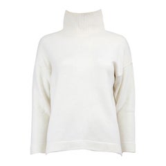 Max Mara White Wool Knit Turtleneck Jumper Size S