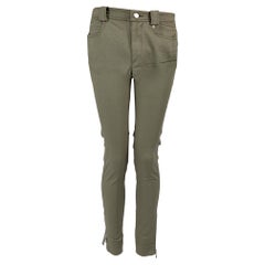 Used Louis Vuitton Green Denim Zipped Cuff Jeans Size XS