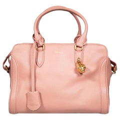 Alexander McQueen Rosa Leder-Skull Padlock-Handtasche