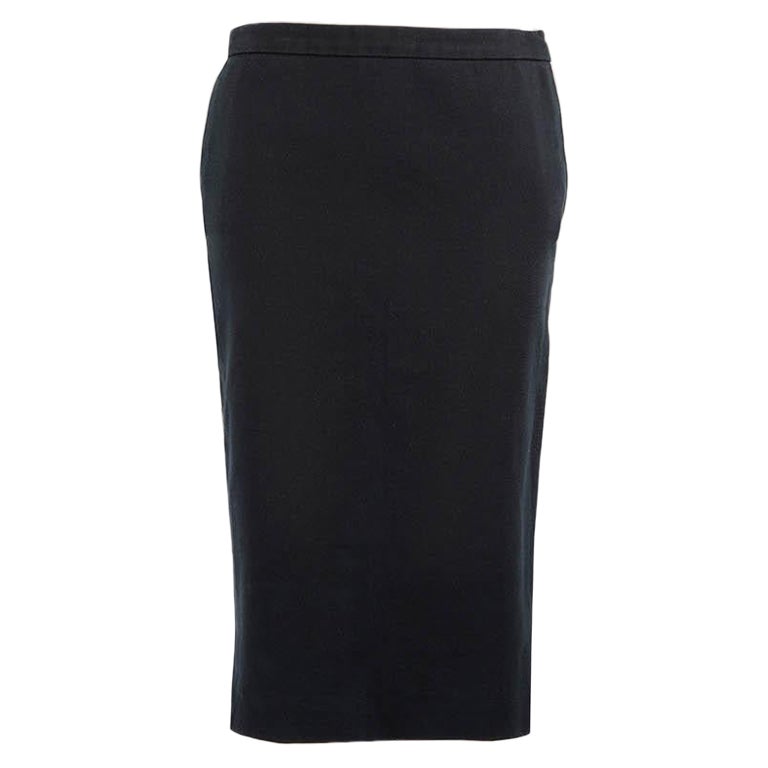 Balenciaga Black Cotton Knee Length Pencil Skirt Size S For Sale