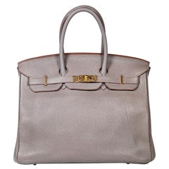 Hermès 2012 Birkin en cuir gris 35 Etain Togo GHW P Stamp