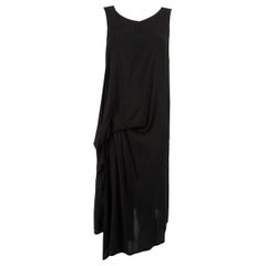 Used Yohji Yamamoto Black Cotton Sleeveless Midi Dress Size S