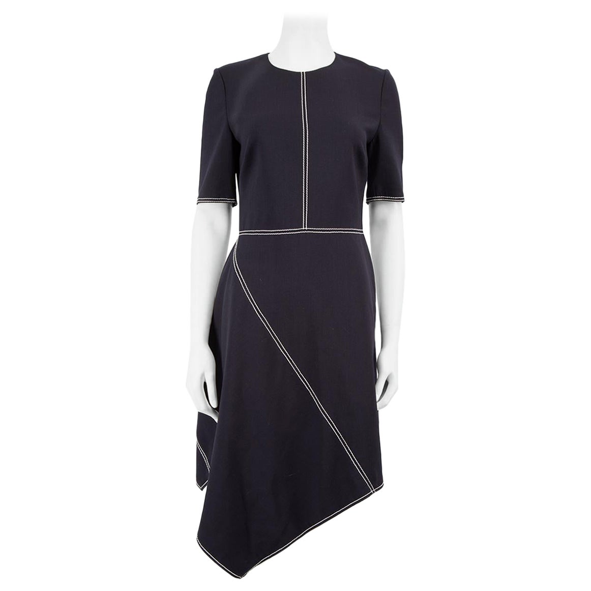 Stella McCartney Navy Wool Asymmetric Hem Dress Size S For Sale