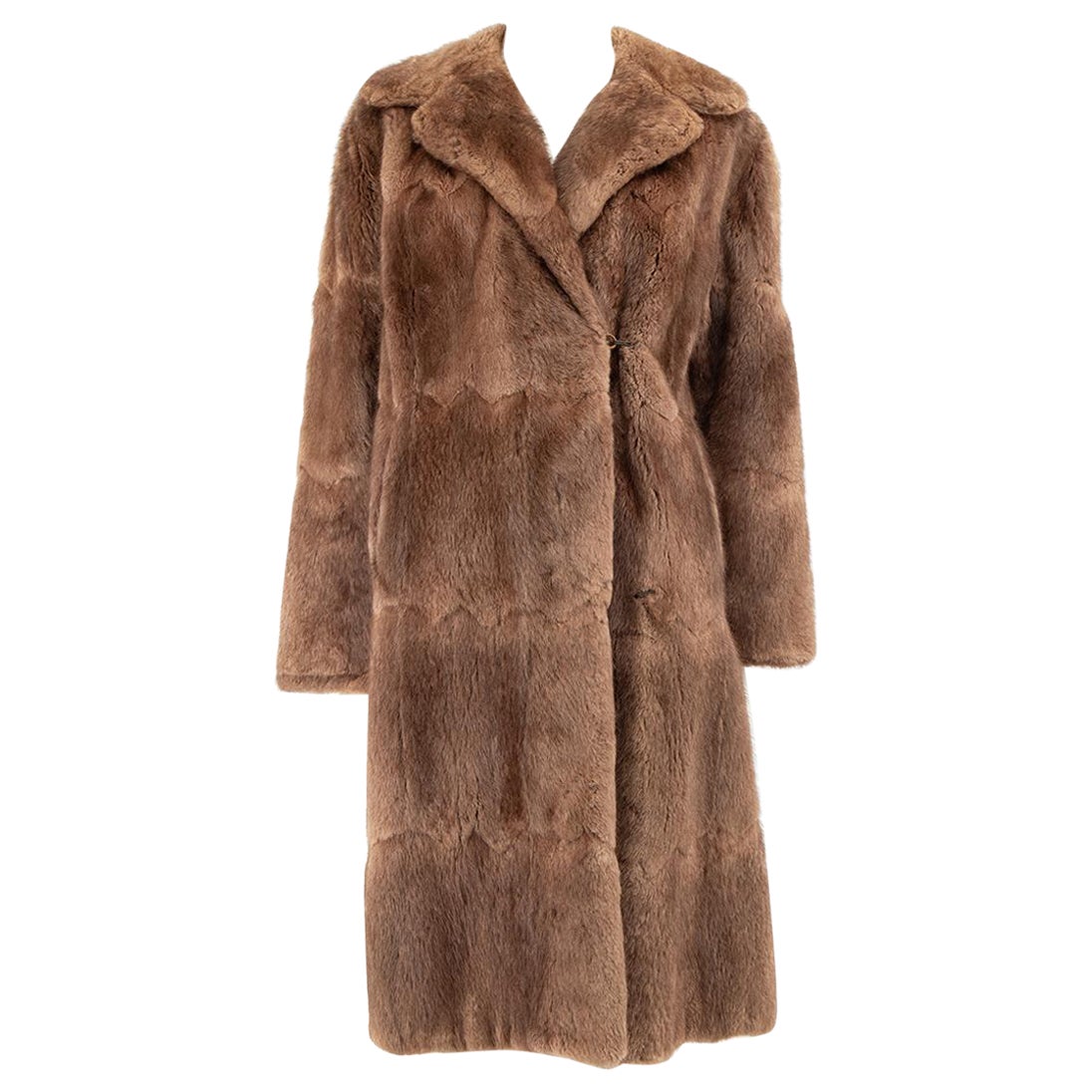 Unbranded Brown Fur Coat Size M For Sale