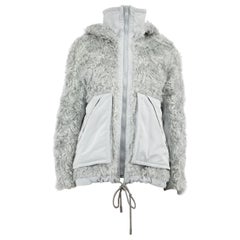 Sportmax Veste à capuche en laine mohair bleu, taille S