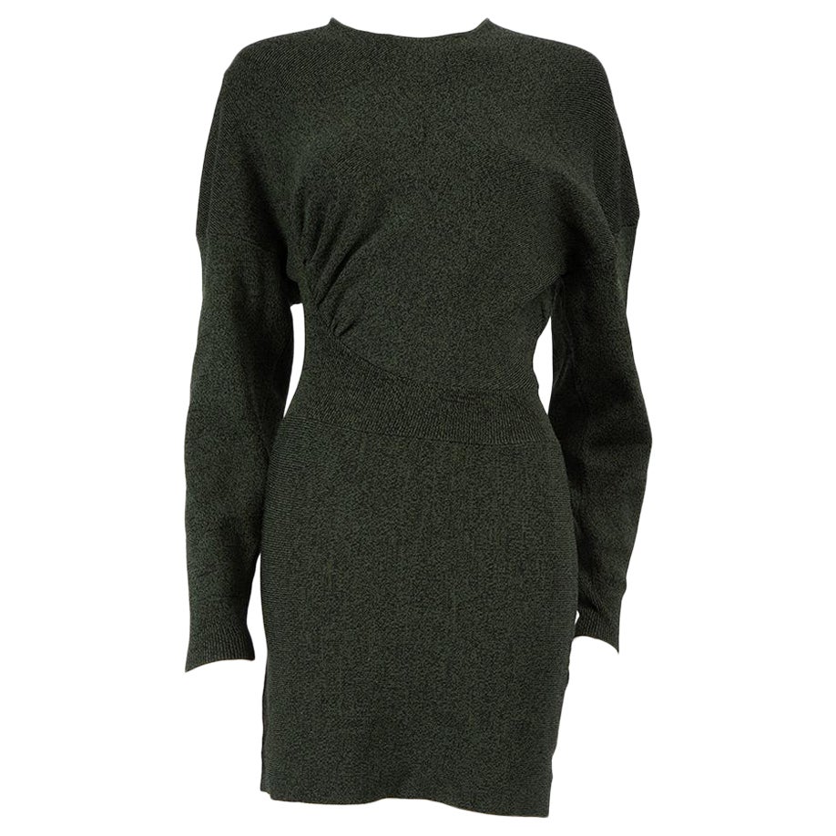 Ganni Green Melange Knit Mini Dress Size S For Sale