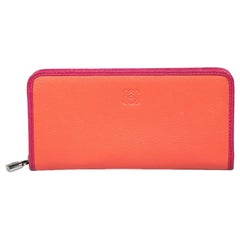 Used Loewe Red Leather Amazona Zip Around Long Wallet