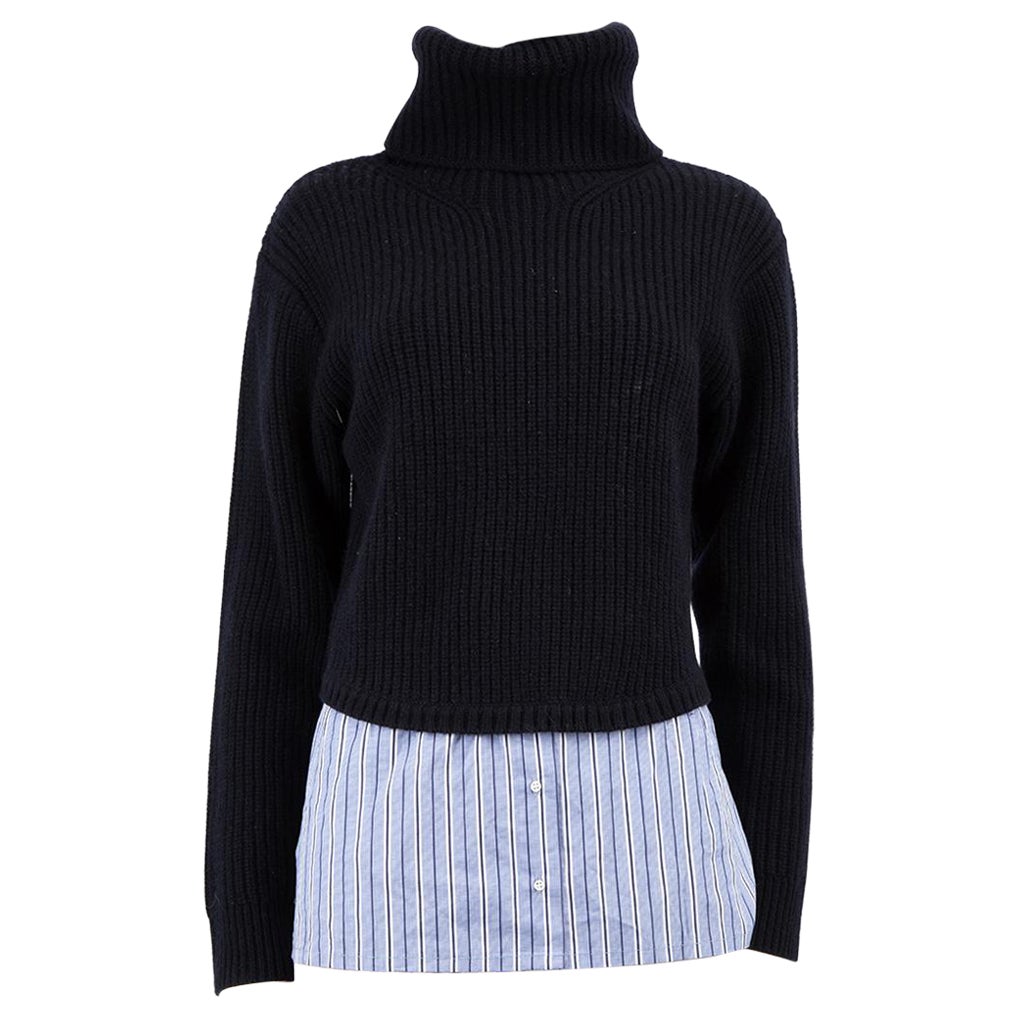Sandro Navy Knitted Layered Jumper Size S For Sale