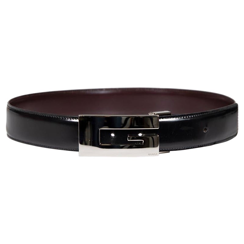 Gucci Black Leather G Buckle Belt For Sale