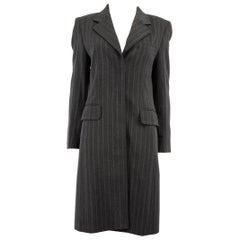 Escada Grey Wool Mid Length Stripe Coat Size S