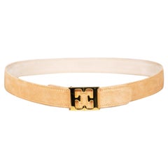 Used Escada Beige Suede Logo Buckle Belt