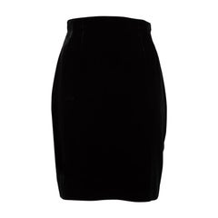 Emanuel Ungaro Black Velvet Knee Length Skirt Size M