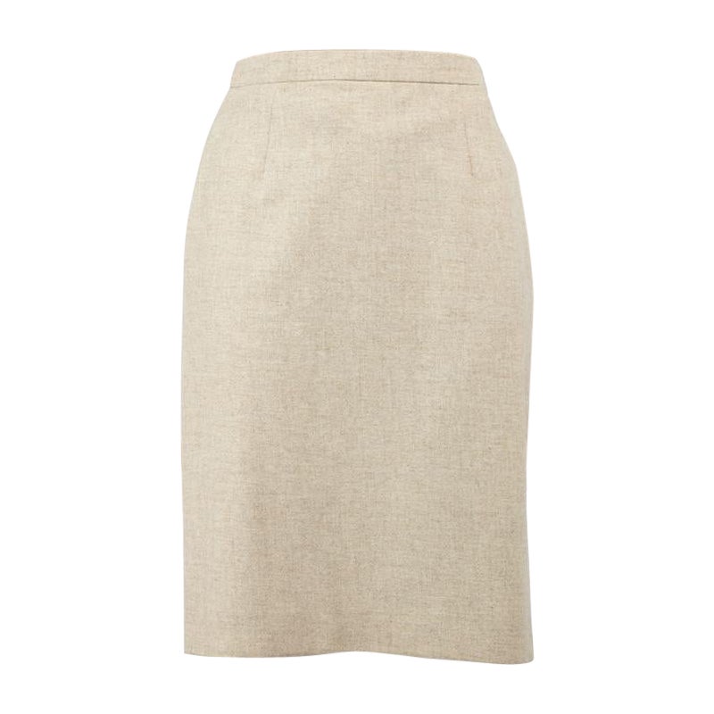 Escada Beige Wool Knee Length Skirt Size XS For Sale