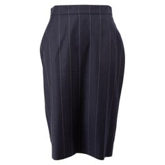 Gai Mattiolo Navy Wool Pin Stripe Skirt Size L