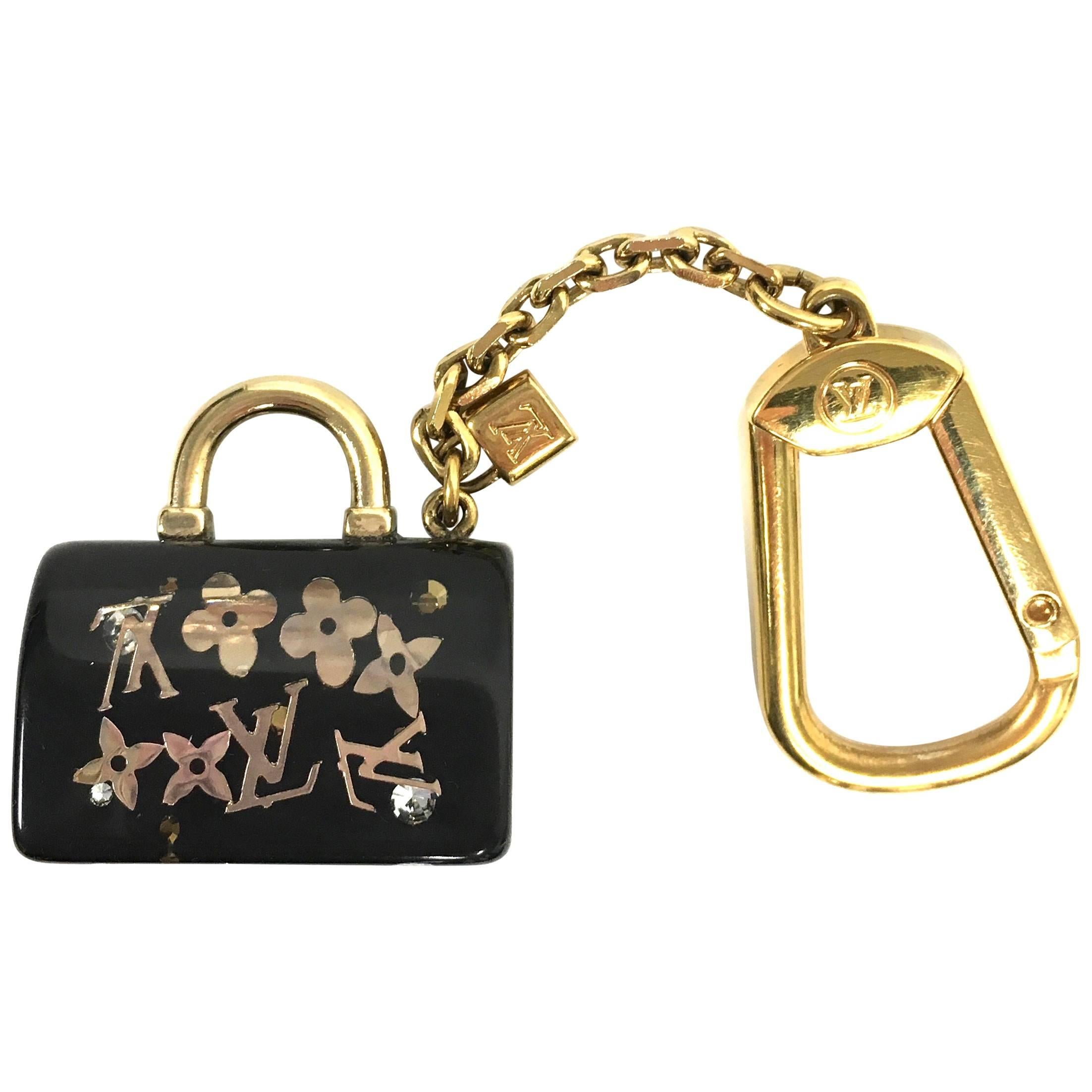 Louis Vuitton Black and Gold Speedy Bag Charm Key Ring