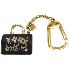 Louis Vuitton Black and Gold Speedy Bag Charm Key Ring
