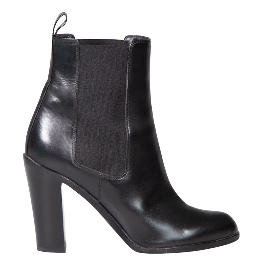 Sergio Rossi Black Leather Chelsea Heeled Boots Size IT 36 For Sale