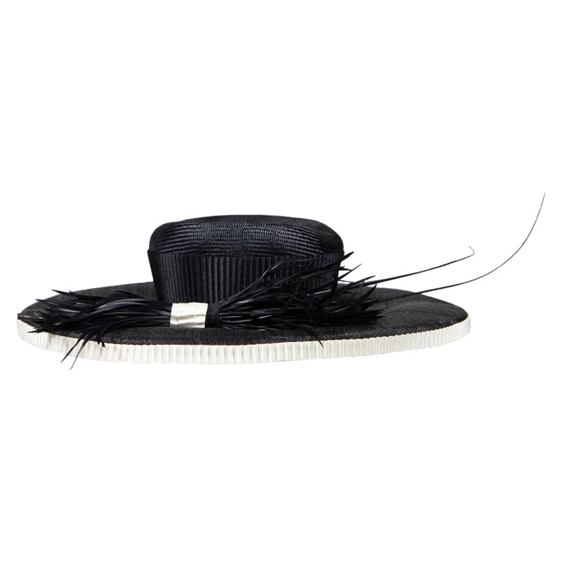 Harrods Vintage Black Feather Detail Hat For Sale