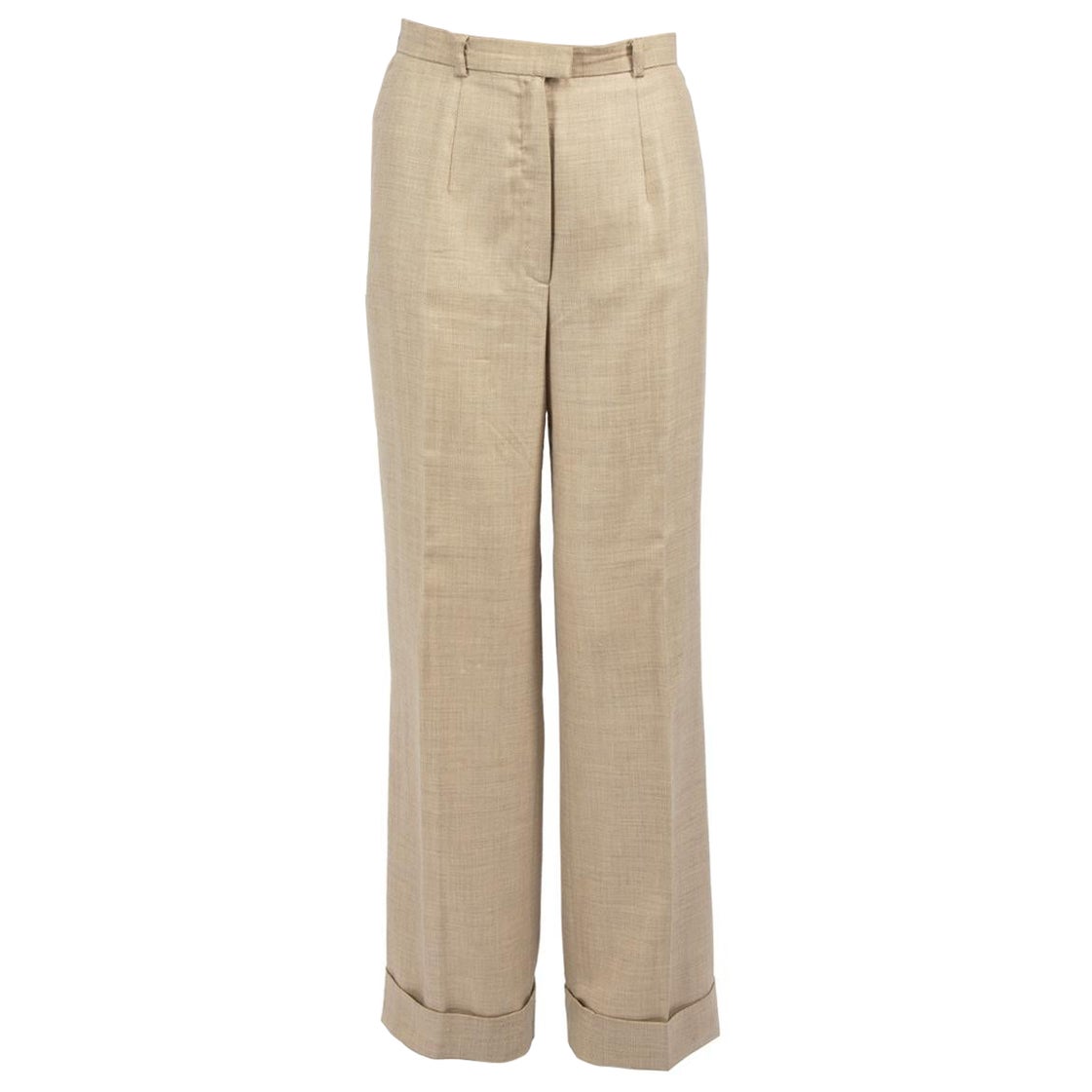 Escada Beige Cashmere Straight Trousers Size S For Sale