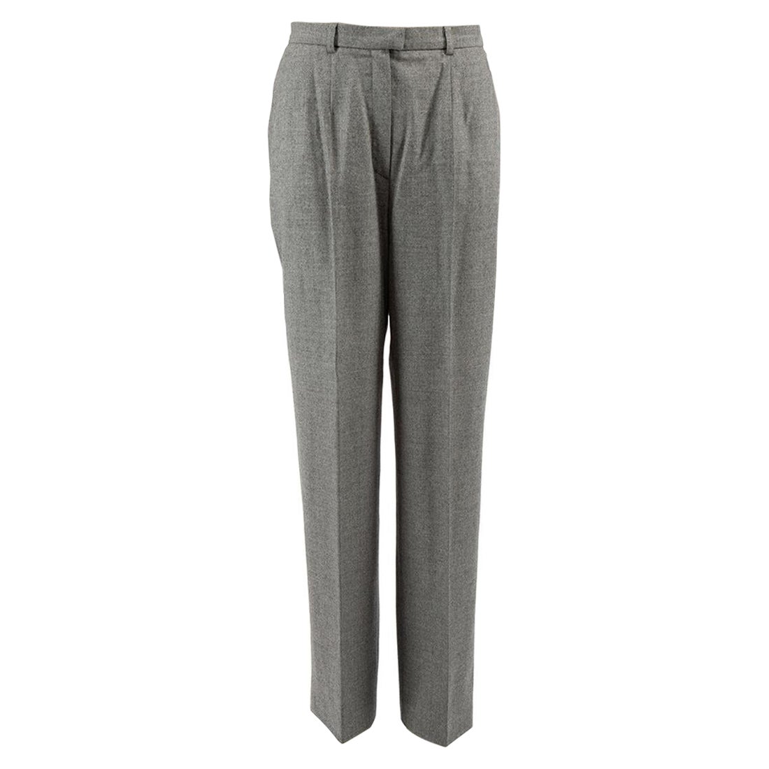 Escada Grey Wool High Waisted Trousers Size S For Sale