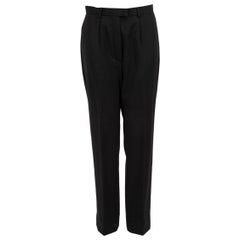 Pantalon droit à taille haute en laine noir Escada Taille M