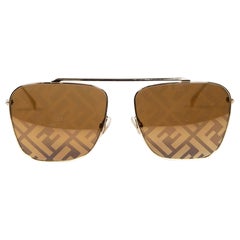 Used Fendi Brown Metal FF Logo Sunglasses