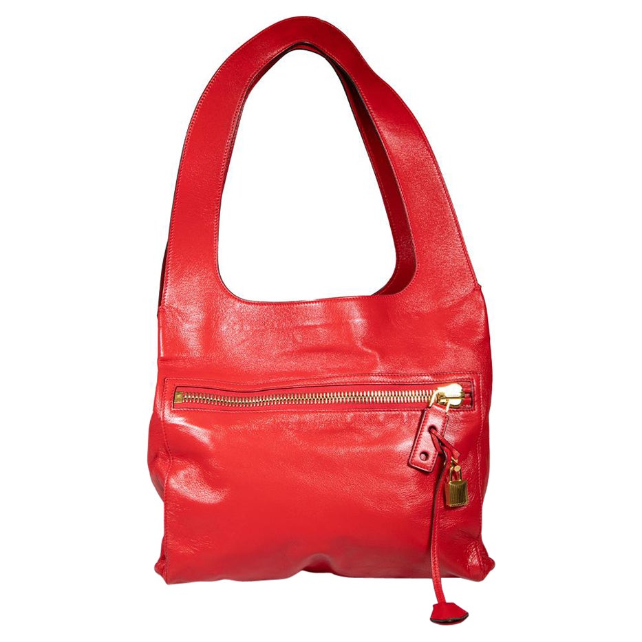 Tom Ford Red Leather Jennifer Leather Tote Bag For Sale