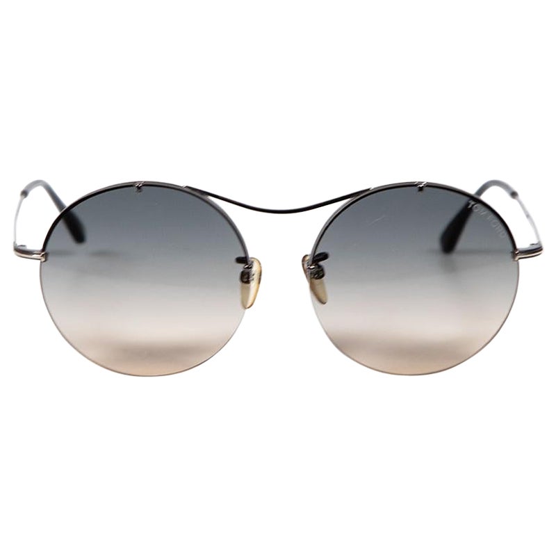 Tom Ford Black Veronique Round Frame Sunglasses For Sale