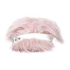Used Miu Miu Pink Faux Fur Buckled Cap