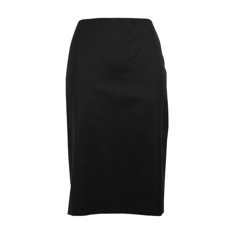 Escada Black Wool Straight Skirt Size M For Sale