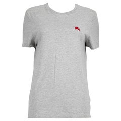 Burberry Graues besticktes T-Shirt mit Logo in Grau, Größe S