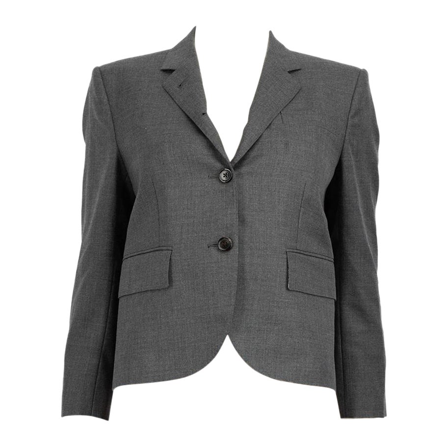 Thom Browne Grey Wool Blended Tailored Blazer Size L For Sale